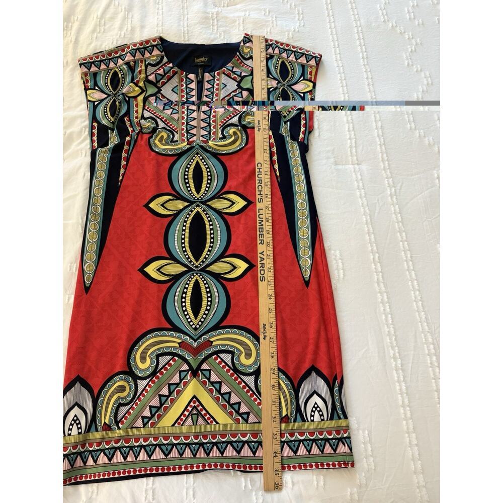 Laundry Shift Dress Lined Size Small Red Geometric Boho Tribal Print - Picture 8 of 9